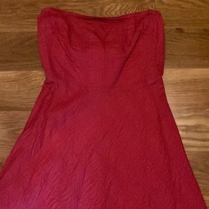 JCrew red strapless summer cotton dress